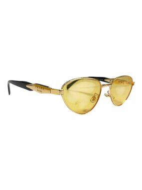 Prada Gold Frame Yellow Lens Sunglasses